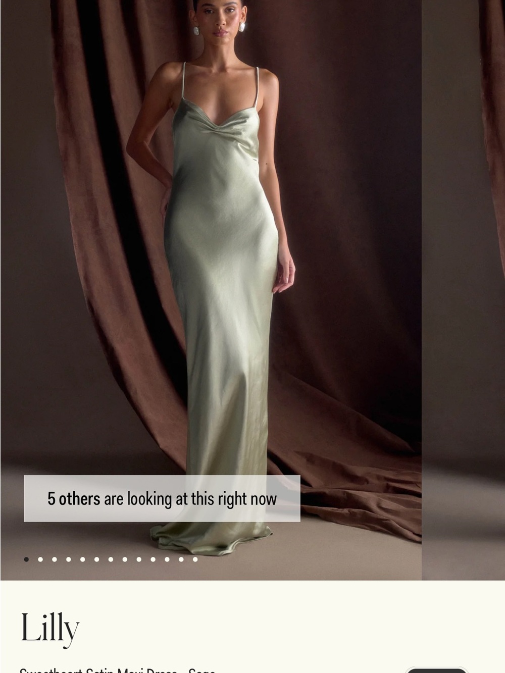 Meshki Sage Green Satin Slip Maxi Dress